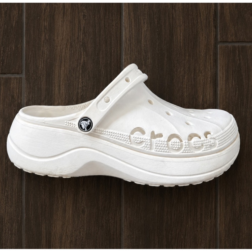 Crocs Baya Platform Clogs Womens 10 White Chunky Slip On